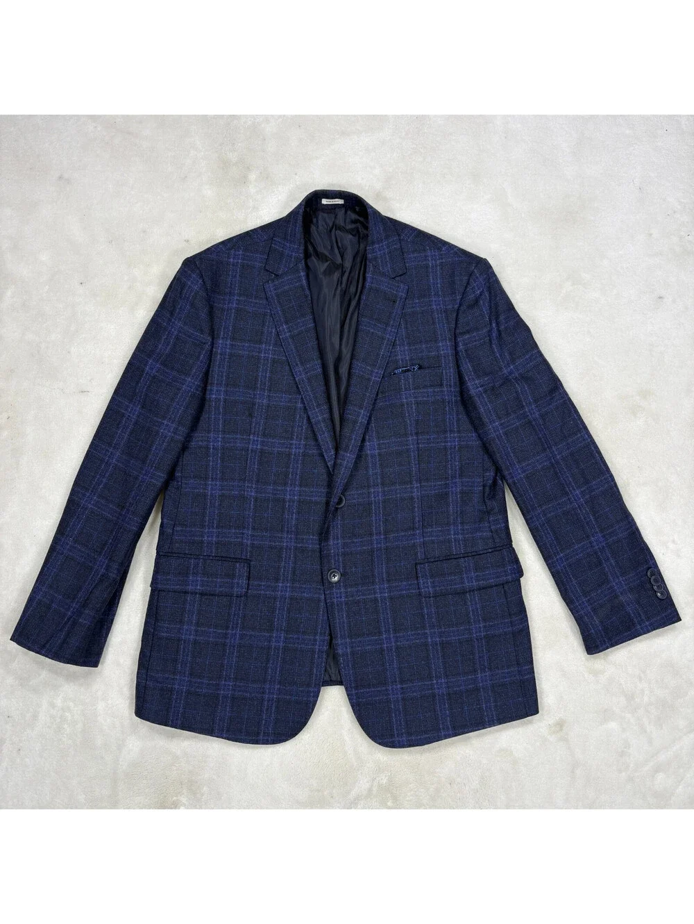 Joseph Abboud Heritage 44R Blue Plaid 100% Wool 2 Button Sport Coat Blazer